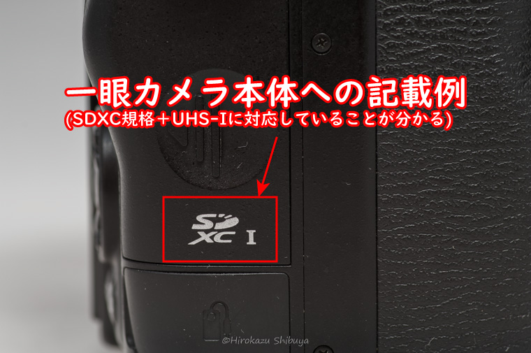 一眼カメラに記載されたSDカード規格ロゴ