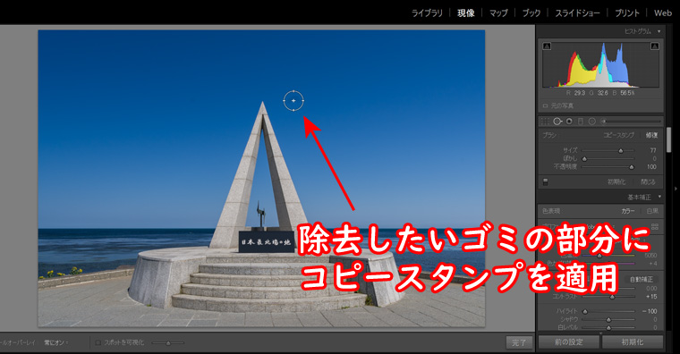 Lightroomによるゴミ除去③